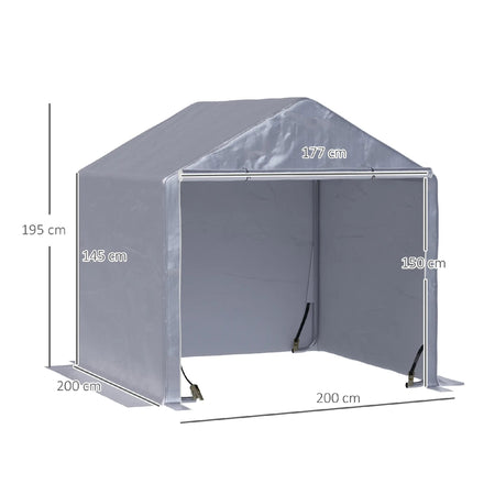 Casetta da Giardino Porta Attrezzi 2x2m in Acciaio e Copertura Anti-UV Grigio