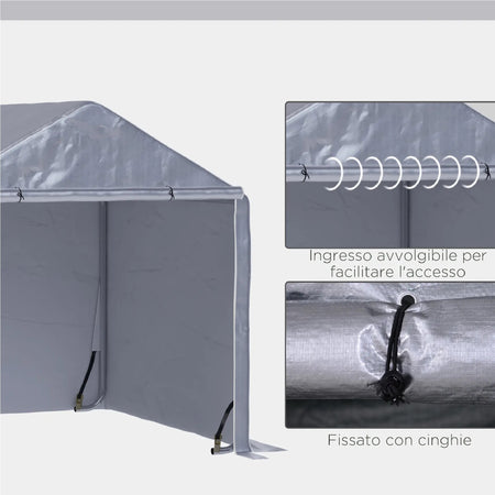 Casetta da Giardino Porta Attrezzi 2x2m in Acciaio e Copertura Anti-UV Grigio