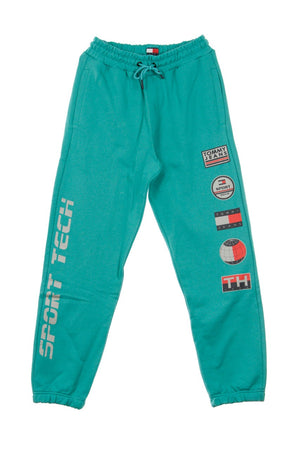 Tommy Hilfiger Pantalone Tuta Felpato Uomo Sport Sweatpant Teal Blue da uomo