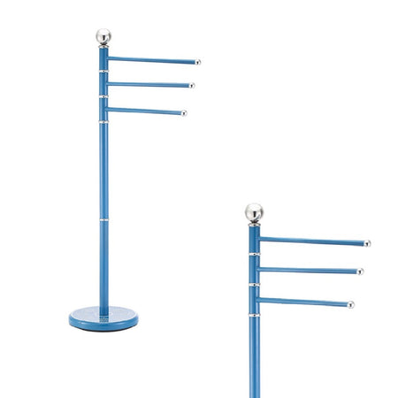 Piantane da Bagno Porta Asciugamani Acciaio Smaltato 3 Braccia Blu