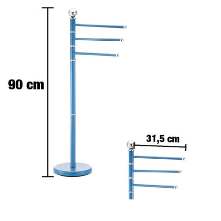 Piantane da Bagno Porta Asciugamani Acciaio Smaltato 3 Braccia Blu