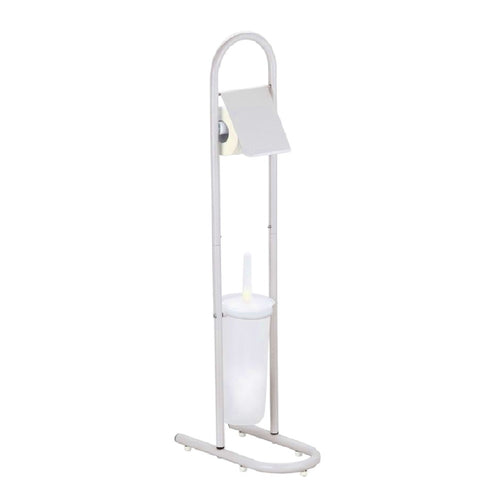 Piantane da Bagno Portarotolo Porta scopino Acciaio Smaltato Grigio Chiaro