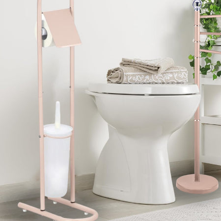 Piantane da Bagno Portarotolo Porta scopino Acciaio Smaltato Rosa Chiaro