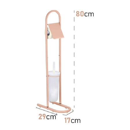 Piantane da Bagno Portarotolo Porta scopino Acciaio Smaltato Rosa Chiaro