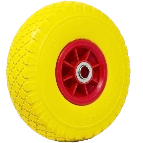 Ruota Piena per Carrello Antiforatura PU Gialla Carriola 25 cm Cerchio ABS