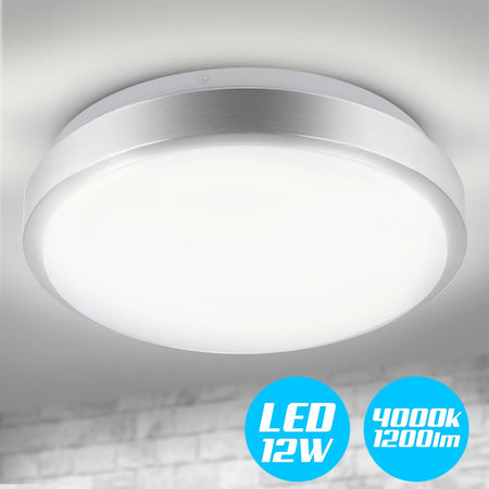 Plafoniera Led Tonda 12W Bianca 4000k Risparmio Energetico 29.5cm 1200LM Silver