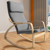 Poltrona a Dondolo Moderna legno Betulla Sedia Relax Cotone Grigio Poggiatesta
