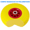 Ruota Piena per Carrello Antiforatura PU Gialla Carriola 25 cm Cerchio ABS