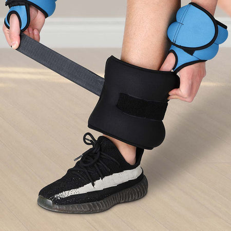 Kit 2 Pesi Allenamento Fitness 4KG Regolabili per Polsi e Caviglie Nero