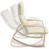 Poltrona a Dondolo Moderna legno Betulla Sedia Relax Cotone Beige Poggiatesta