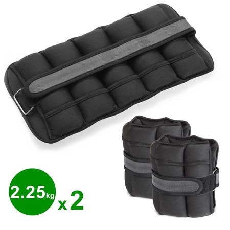 Kit 2 Pesi Allenamento Fitness 4.5KG Regolabili per Polsi e Caviglie Nero