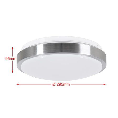 Plafoniera Led Tonda 12W Bianca 4000k Risparmio Energetico 29.5cm 1200LM Silver