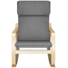Poltrona a Dondolo Moderna legno Betulla Sedia Relax Cotone Grigio Poggiatesta