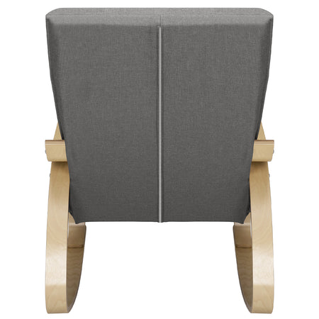 Poltrona a Dondolo Moderna legno Betulla Sedia Relax Cotone Grigio Poggiatesta