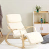 Poltrona a Dondolo in legno di Betulla con Poggiapiedi Regolabile 67x120x90cm Beige