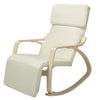 Poltrona a Dondolo in legno di Betulla con Poggiapiedi Regolabile 67x120x90cm Beige