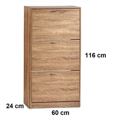 Scarpiera 3Ante Salvaspazio Doppia Profondità 60x24 H116cm Braun