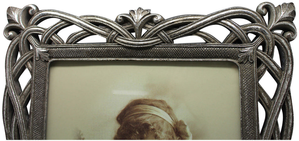 Biscottini Portafoto da appoggio verticale/orizzontale in resina finitura argento anticata L31xPR2xH36 cm