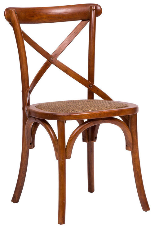 Biscottini Sedia Thonet in massello di frassino e seduta rattan finitura noce 48x52x88 cm
