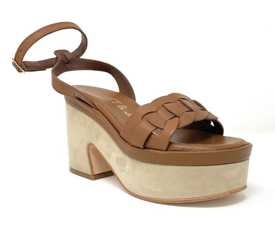 Janet & Janet sandali donna platform in suede cuoio J 152