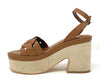 Janet & Janet sandali donna platform in suede cuoio J 152
