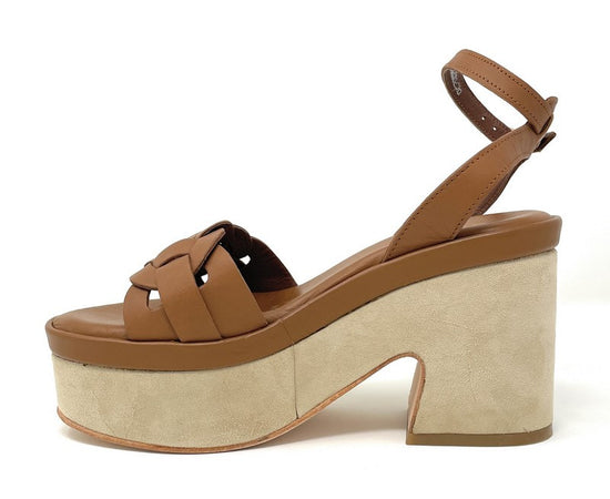 Janet & Janet sandali donna platform in suede cuoio J 152