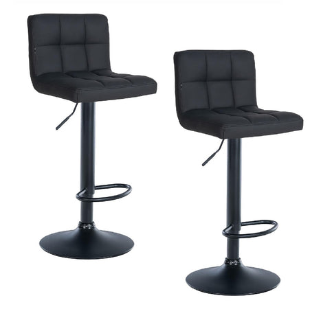 Coppia Sgabelli Cucina Bar Bistrot, Pelle Ecologica Imbottita Poggiapiedi Nero