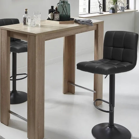 Coppia Sgabelli Cucina Bar Bistrot, Pelle Ecologica Imbottita Poggiapiedi Nero