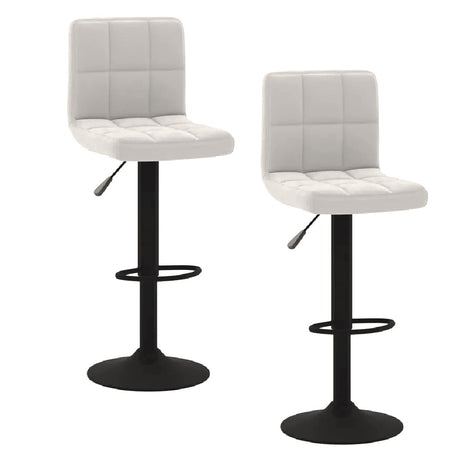 Coppia Sgabelli Cucina Bar Bistrot, Pelle Ecologica Imbottita Poggiapiedi Nero Bianco