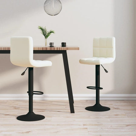 Coppia Sgabelli Cucina Bar Bistrot, Pelle Ecologica Imbottita Poggiapiedi Nero Bianco