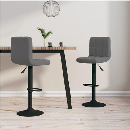 Coppia Sgabelli Cucina Bar Bistrot, Pelle Ecologica Imbottita Poggiapiedi Nero Grigio