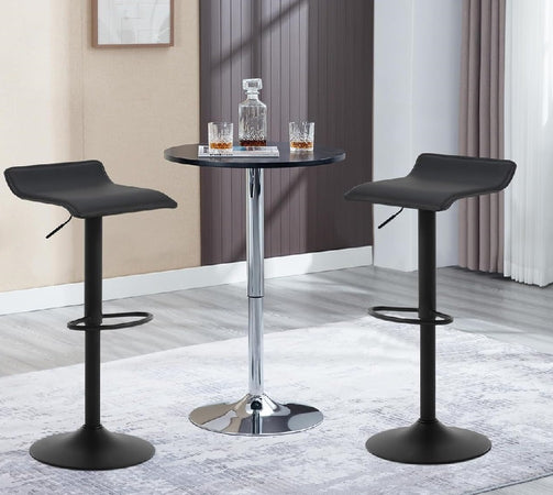 Coppia Sgabelli Cucina Bar Bistrot, Pelle Ecologica Imbottita Poggiapiedi Nero