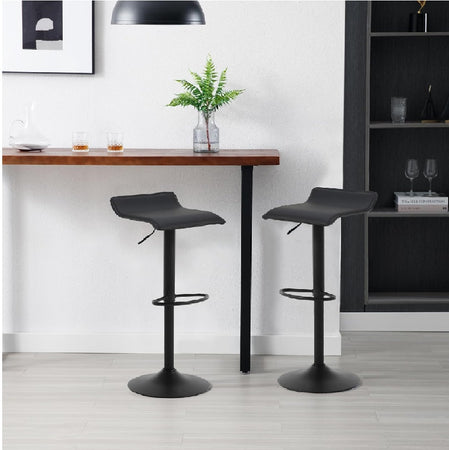 Coppia Sgabelli Cucina Bar Bistrot, Pelle Ecologica Imbottita Poggiapiedi Nero