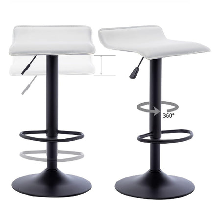 Coppia Sgabelli Cucina Bar Bistrot Pelle Ecologica Poggiapiedi Nero Bianco