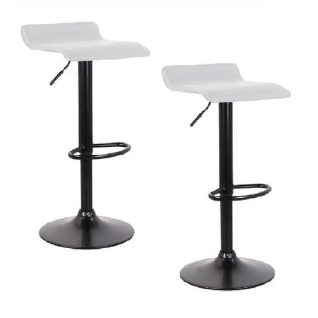 Coppia Sgabelli Cucina Bar Bistrot Pelle Ecologica Poggiapiedi Nero Bianco