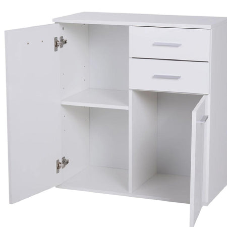 Mobile Cassettiera Multiuso in Legno MDF 2Cassetti 2Ante Design Moderno Bianco