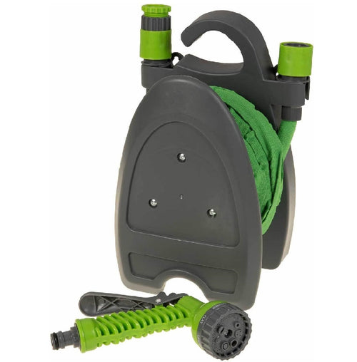 Tubo con Supporto a Muro Giardino Estendibile fino 10 Metri con PIstola 4Getti