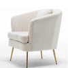Sedia Poltrona in Tessuto e Metallo con Cuscino Design Elegante Moderno BeigeOro