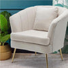 Sedia Poltrona in Tessuto e Metallo con Cuscino Design Elegante Moderno BeigeOro