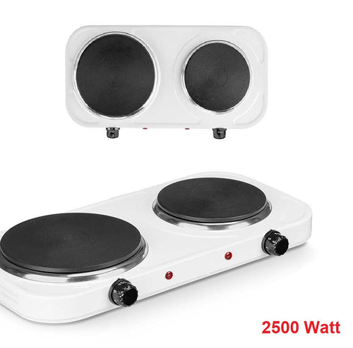 Fornello elettrico 2Piastre Piano Cottura Doppio Portatile 2500Watt Bianco