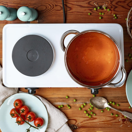 Fornello elettrico 2Piastre Piano Cottura Doppio Portatile 2500Watt Bianco