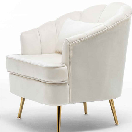 Sedia Poltrona in Tessuto e Metallo con Cuscino Design Elegante Moderno BeigeOro