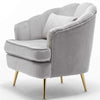 Sedia Poltrona in Tessuto e Metallo con Cuscino Design Elegante Moderno GrigioOro