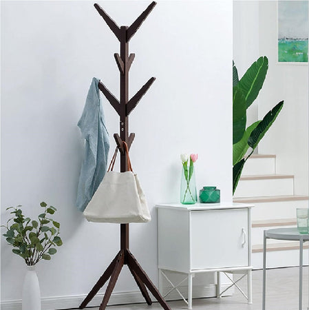 Piantana Appendiabiti in legno Naturale 8 Ganci 58x58 H175cm Verniciato Marrone