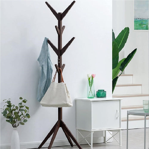 Piantana Appendiabiti in legno Naturale 8 Ganci 58x58 H175cm Verniciato Marrone