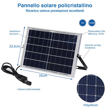 Faro Esterno LED 100W Ricarica Solare Telecomando Crepuscolare Dimmerabile Timer