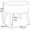 Pouf Sgabello 56x46 H 43cm Design Moderno Tessuto Grigio e Gambe in Legno
