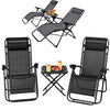 Kit da Giardino 2 Sdraio Zero Gravity e 1 Tavolino Tutto Pieghevole e Salvaspazio
