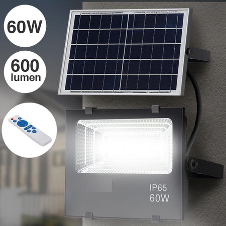 Faro Esterno LED 60W Ricarica Solare Telecomando Crepuscolare Dimmerabile Timer