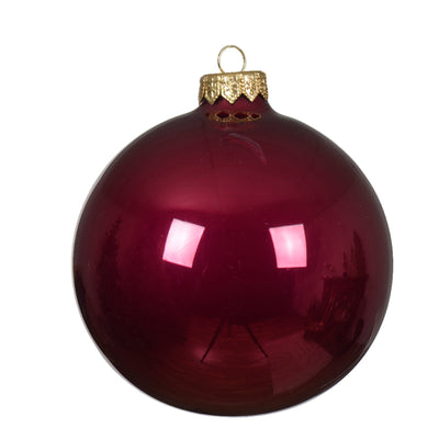 Palline per albero di Natale in vetro decorate color rosso Melograno lucido